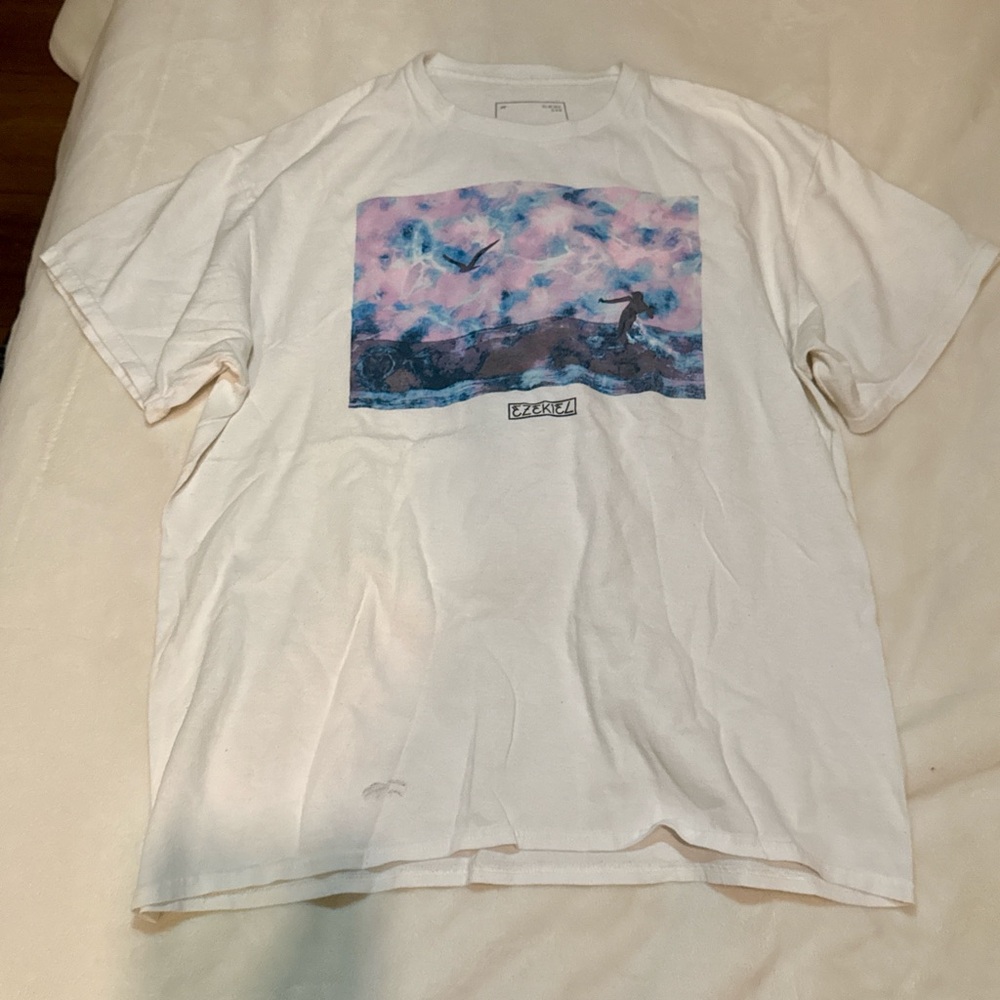 Ezekiel White Tee with Pink and Blue Graphic